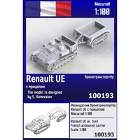 100193  техника и вооружение  Французский бронетранспортёр Renault UE с прицепом  (1:100) 2000002119340