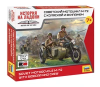 6277  техника и вооружение  Советский мотоцикл М-72 с коляской  (1:72) 4600327062772