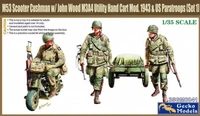 35GM0041  фигуры  M53 Scooter Cushman w/John Wood M3A4 Utility Hand Cart &amp; US Paratroops Set1 (1:35) 4892667350415