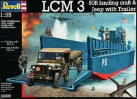03000  флот   LCM 3 50ft LANDING CRAFT &amp; JEEP WITH TRAILER  (1:35) 4009803030005