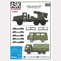 ASK35025  декали  набор декалей (БМ-21, "Местами град", "Синоптик", "В активном поиске")  (1:35) 2000002055785