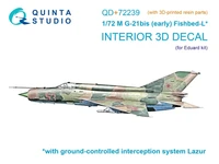 QD+72239  декали  3D интерьер кабины M&amp;G-21БИС Ранний (с системой Лазурь-М) (Eduard)  (1:72) 2000002201830