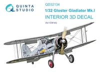QD32134  декали  3D Декаль интерьера кабины Gloster Gladiator Mk I (ICM) (1:32) 2000002116141