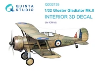 QD32135  декали  3D Декаль интерьера кабины Gloster Gladiator Mk II (ICM) (1:32) 2000002116158