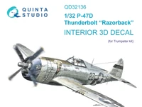 QD32136  декали  3D Декаль интерьера кабины P-47D Thunderbolt "Razorback" (Trumpeter)  (1:32) 2000002137795