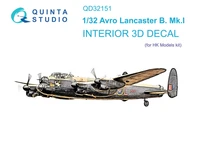 QD32151  декали  3D Декаль интерьера кабины Avro Lancaster B. Mk.I (HK Model)  (1:32) 2000002124153