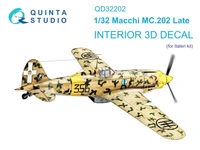 QD32202  декали  3D Декаль интерьера кабины Macchi MC.202 Folgore поздний (Italeri)  (1:32) 2000002151371