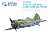 QD32206  декали  3D Декаль интерьера кабины И-16 тип 24/28 (ICM)  (1:32) 2000002170341