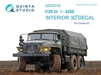 QD35016  декали  3D Декаль интерьера кабины УР@Л-4320 (Звезда)  (1:35) 4580702136932