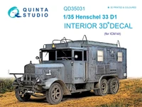QD35031  декали  3D Декаль интерьера кабины Henschel 33 D1 (ICM)  (1:35) 4580702136956