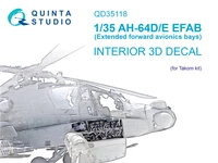 QD35118  декали  3D Декаль интерьера кабины AH-64D Расширенные отсеки авионики (Takom)  (1:35) 2000002151425