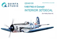 QD48109  декали  3D Декаль интерьера кабины F4U-4 (HobbyBoss)  (1:48) 2000000223186
