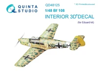 QD48125  декали  3D Декаль интерьера кабины Bf108 (Eduard)  (1:48) 2000002202226