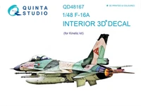 QD48167  декали  3D Декаль интерьера кабины F-16A (для модели Kinetic)  (1:48) 2000000225050