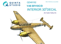 QD48192  декали  3D Декаль интерьера кабины Bf 110C/D (Dragon &amp; Cyber-hobby)  (1:48) 4580702134358