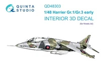 QD48303  декали  3D Декаль интерьера кабины Harrier Gr.1/Gr.3 Early (Kinetic)  (1:48) 2000002136996