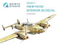 QD48311  декали  3D Декаль интерьера кабины Me-110C/D  (Eduard)  (1:48) 2000002127260