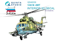 QD48339  декали  3D Декаль интерьера кабины M&amp;-8МТ (Звезда)  (1:48) 2000002092148