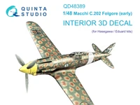 QD48389  декали   3D Декаль интерьера кабины Macchi C.202 Folgore ранний (Hasegawa:Eduard)  (1:48) 2000002158394