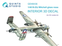QD48436  декали  3D Декаль интерьера кабины B-25J Mitchell Glass Nose (HK models)  (1:48) 2000002169468
