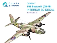 QD48647  декали  3D Декаль интерьера для DB-7B Boston III  (HK Models)  (1:48) 2000002209072