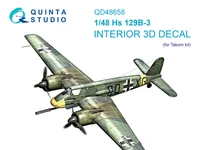 QD48658  декали  3D Декаль интерьера для Hs-129B-3 (Takom)  (1:48) 2000002209119