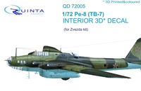 QD72005  декали  3D Декаль интерьера кабины ПЕ-8/ТБ-7 (Звезда)  (1:72) 2000000160023