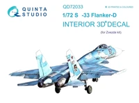 QD72033  декали  3D Декаль интерьера кабины ОКБ С-33 (Звезда)  (1:72) 2000002044482