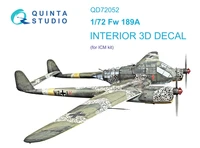 QD72052  декали  3D Декаль интерьера кабины Fw 189A (ICM)  (1:72) 2000002123934