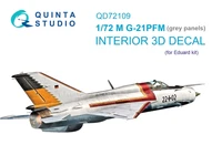 QD72109  декали  3D Декаль интерьера кабины M&amp;G-21ПФМ с серыми панелями (Eduard)  (1:72) 2000002150695