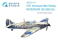 QD72113  декали  3D Декаль интерьера кабины для семейства Hurricane Mk.I (Arma Hobby)  (1:72) 2000002158622