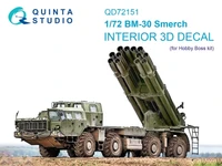 QD72151  декали  3D Декаль интерьера кабины БМ-30 Смерч (Hobby Boss)  (1:72) 2000002169253