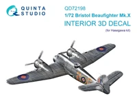 QD72198  декали  3D Декаль интерьера кабины Bristol Beaufighter Mk.X (Hesegawa)  (1:72) 2000002183396