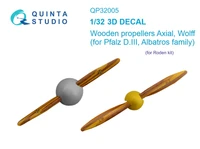 QP32005  декали   3D Декаль  Деревянные воздушные винты Axial Wolff (Roden)  (1:32) 2000002158578