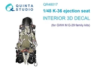 QR48017  декали  3D Декаль интерьера кабины  Кресло К-36 для семейства M&amp;G-29 (GWH)  (1:48) 2000002044529