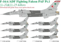 UR144304  декали  F-16A/ADF Fighting Falcon PAF pt.1  (1:144) 2000002185826
