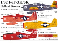 UR32205  декали  F6F-3K/5K Hellcat Drones with stencils  (1:32) 2000002149521