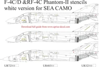 UR32311  декали  F-4C/D &amp;RF-4C Phantom-II stencils white version for SEA CAMO   (1:32) 2000002205500