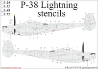 UR48178  декали  P-38 Lightning stencils  (1:48) 2000002140214