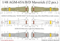 UR48182  декали  AGM-65A/B/D Maverick (12 pcs.)  (1:48) 2000002140238