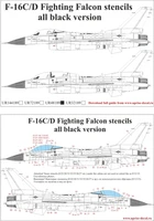 UR48189  декали  F-16C/D Fighting Falcon stencils all black version  (1:48) 2000002140276