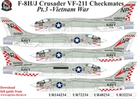 UR48234  декали  F-8H/J Crusader VF-211 Checkmates Pt.2 with stencils  (1:48) 2000002140702
