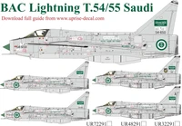 UR48291  декали  BAC Lightning T54/55 Saudi with stencils  (1:48) 2000002180340