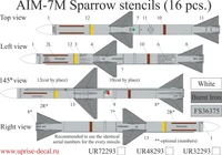 UR48293  декали  AIM-7M Sparrow stencils 16 шт.  (1:48) 2000002180364