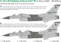 UR48303  декали  F-16A/B Fighting Falcon PAF Pt.2 Killer with stencils  (1:48) 2000002189336