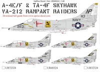 UR48324  декали  A-4E/F &amp; TA-4F Skyhawk VA-212 with stencils  (1:48) 2000002204565
