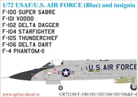 UR72180  декали  F-100/101/102/104/105/106&amp;F-4 Phantom-II USAF insignia (dark blue)  (1:72) 2000002141297