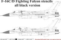 UR72189  декали  F-16C/D Fighting Falcon stencils all black version  (1:72) 2000002141334