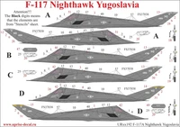 UR72192  декали  F-117 Nighthawk Over Jugoslavia with stecils  (1:72) 2000002141365