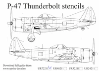 UR72211  декали  P-47D Thunderbolt stencils with USAF insignia  (1:72) 2000002149323